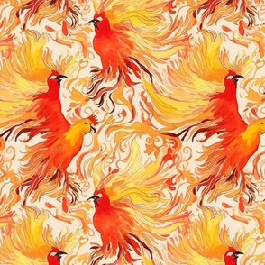phoenix and fire bird inspired by toulouse lautrec
