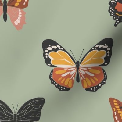 Boho-butterflies-on-sage-16x16
