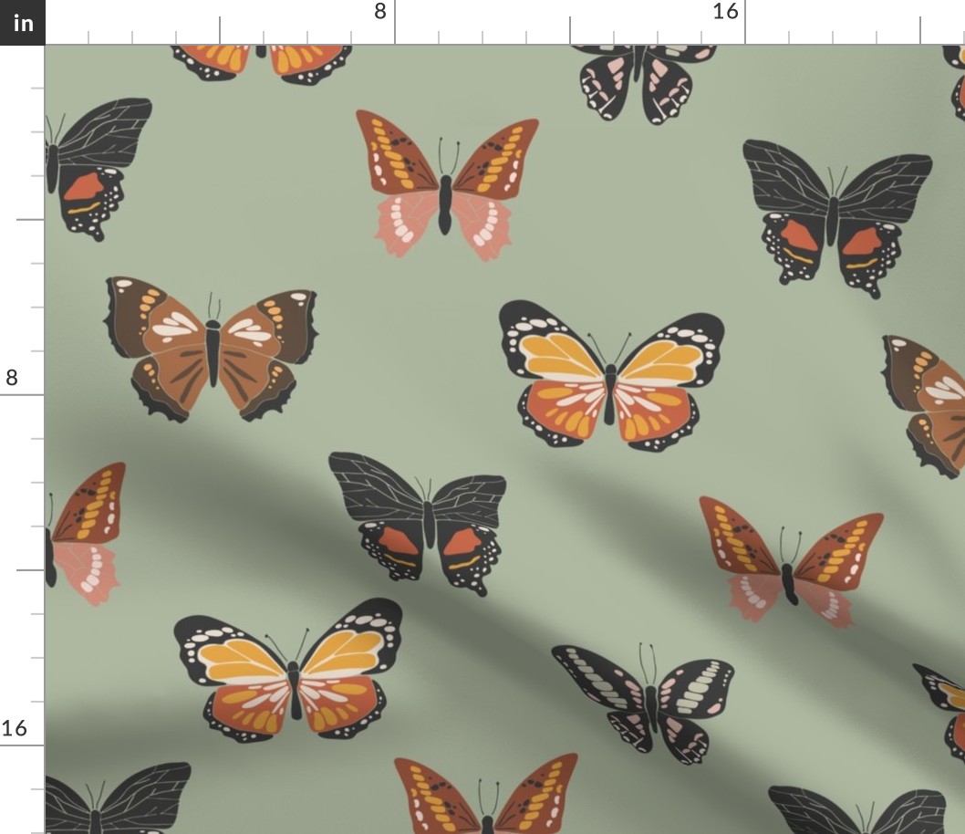 Boho-butterflies-on-sage-16x16