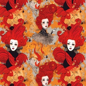 red queen of wonderland inspired by toulouse lautrec