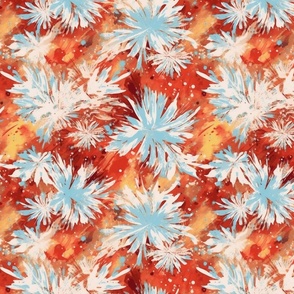 snowflake firework blossoms inspired by toulouse lautrec