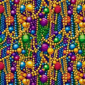 mardi gras beads in purple green and gold