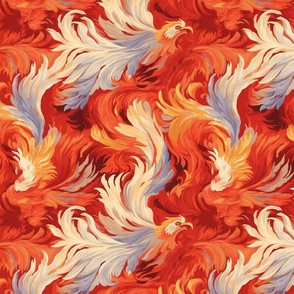 white and red feathers of fire bird phoenix