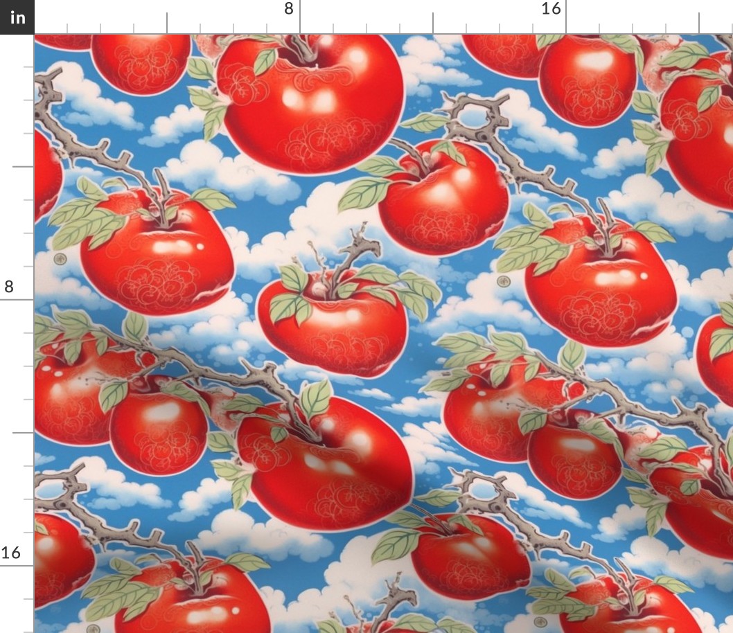 pop art apple in the sky