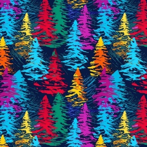 pastel pop art christmas tree forest