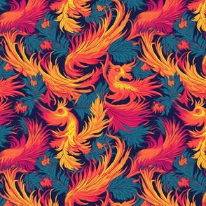 hot pink and orange pop art fire bird phoenix