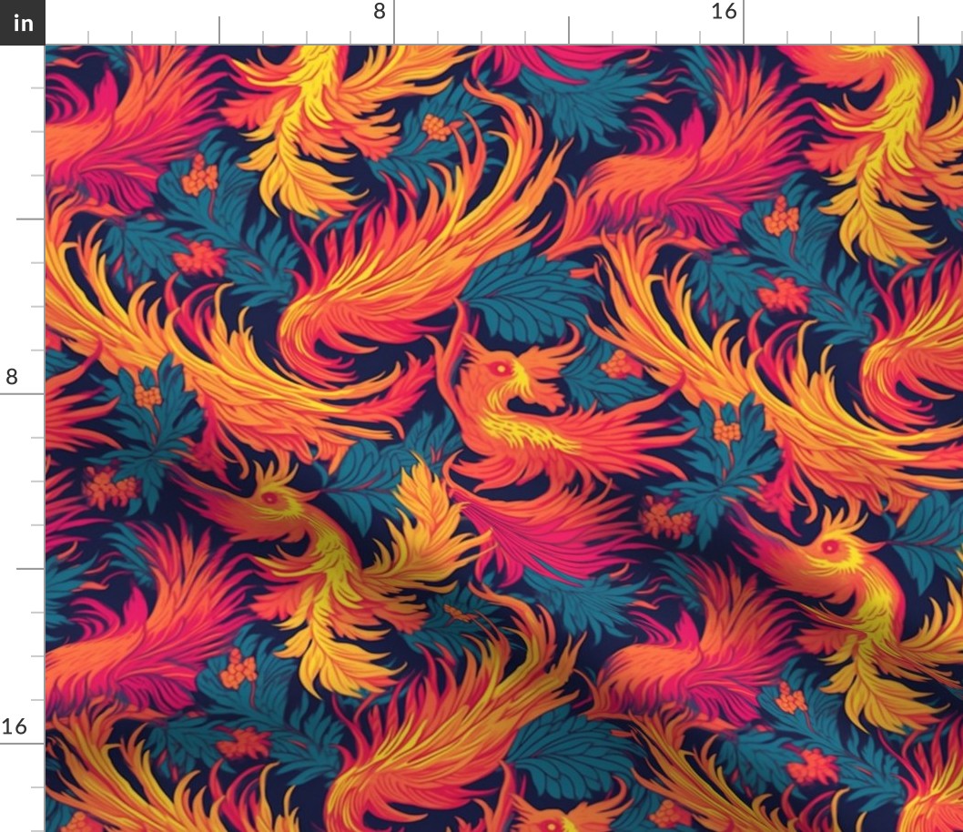 hot pink and orange pop art fire bird phoenix