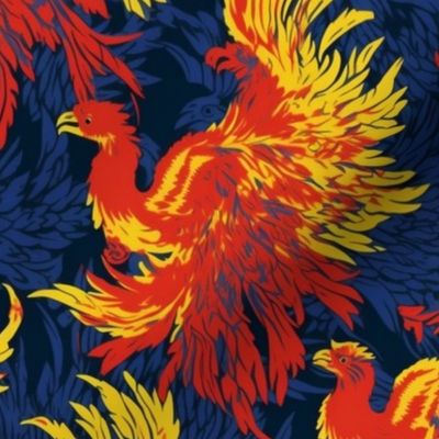 pop art phoenix in red and yellow