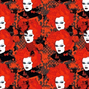 pop art red queen in grunge graffiti style