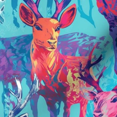 grunge pop art reindeer for yule
