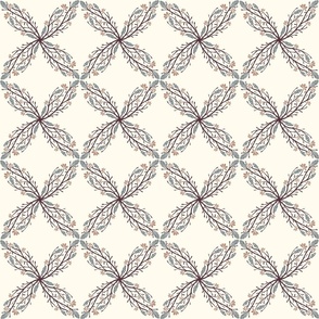 Floral Diamond Vines in Symmetry - Medium