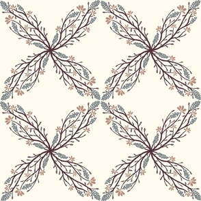 Floral Diamond Vines in Symmetry - Small