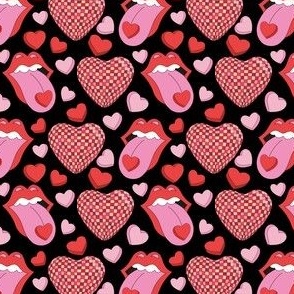 Tongue Valentine With Hearts Black