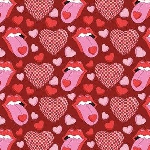 Tongue Valentine WIth Hearts Burgundy