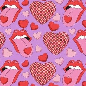 Tongue Valentine With Hearts Purple