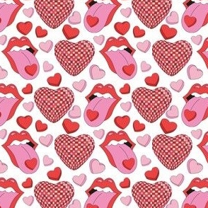 Tongue Valentine With Hearts White