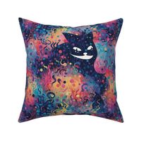 gothic cheshire cat appears in wonderland inspired by seurat