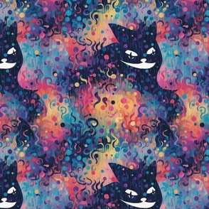 gothic cheshire cat appears in wonderland inspired by seurat