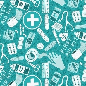 First Aid Kit on scrubs teal small scale