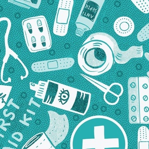 First Aid Kit on scrubs teal wallpaper scale