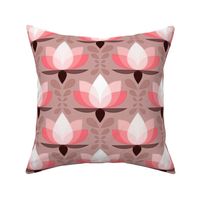 serene lotus floral in pink and taupe