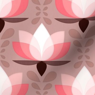 serene lotus floral in pink and taupe