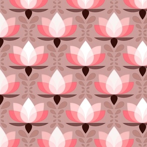 serene lotus floral in pink and taupe