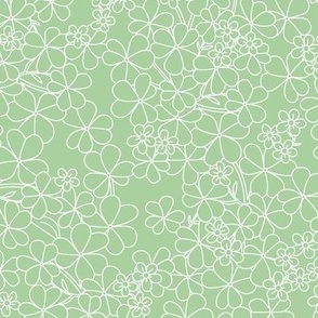 Minimalist shamrock garden - irish traditional clover leaves and spring flowers irish garden white on mint green 