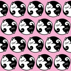 Smaller Yin and Yang Cats on Pink
