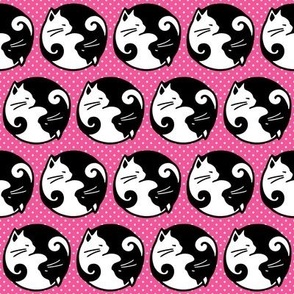 Smaller Yin and Yang Cats on Hot Pink