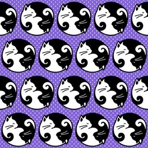 Smaller Yin and Yang Cats on Purple