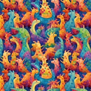 dragons at play inspired by seurat