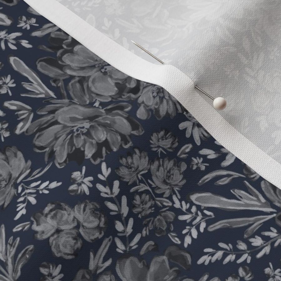 Small - Sierra Chalk Florals - Navy White