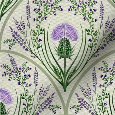 (M) Scottish Thistle: Pride and Protection // Violet and Green on Ivory 