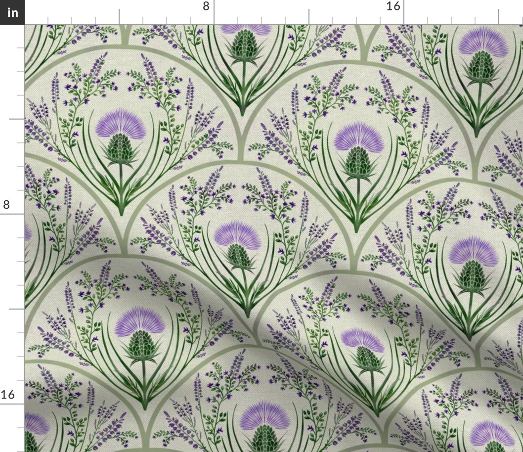 (M) Scottish Thistle: Pride and Protection // Violet and Green on Ivory 