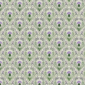 (S) Scottish Thistle: Pride and Protection // Violet and Green on Ivory