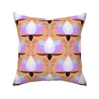 serene lotus floral in purple, blue and brown