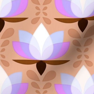 serene lotus floral in purple, blue and brown