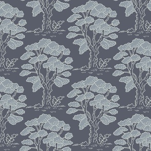 oak trees on bluish gray | large