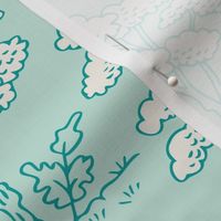 oak trees on seafoam green | large