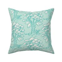 oak trees on seafoam green | large