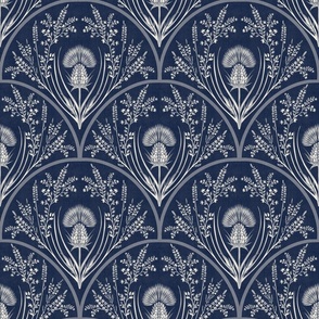 (M) Scottish Thistle: Pride and Protection // Ivory on Navy Blue