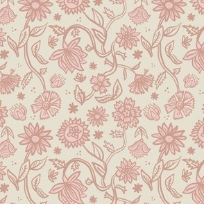 Sadie Floral Pattern - Beige Pink - Small Scale