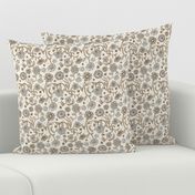 Sadie Floral Pattern - Brown Blue Ivory - Small Scale