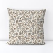 Sadie Floral Pattern - Brown Blue Ivory - Small Scale