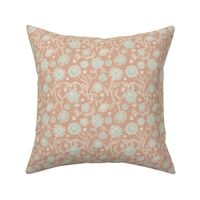 Sadie Floral Pattern - Coral Ivory Mint - Small Scale