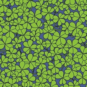 Goovy Irish clover garden - Green springtime st patrick's day shamrock design green on navy blue 
