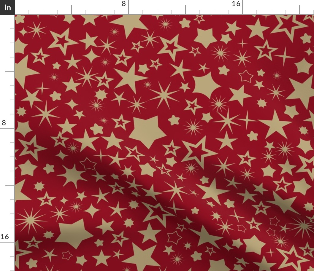 Mixed Geometrical Stars Red Background 