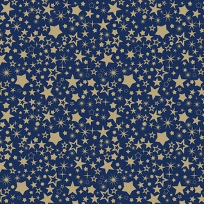 Mixed Geometrical Stars Blue Background 