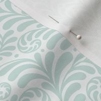 Damask Morris Fern large 8 wallpaper scale in silver seafoam by Pippa Shaw